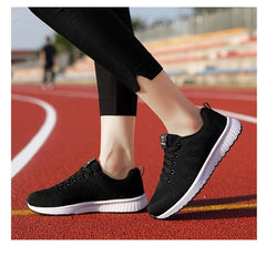 Women Casual Shoes Breathable Walking Mesh Lace Up Flat Shoes Sneakers Women Tenis Feminino Pink Black White