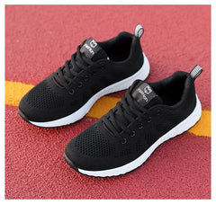 Women Casual Shoes Breathable Walking Mesh Lace Up Flat Shoes Sneakers Women Tenis Feminino Pink Black White