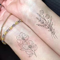 30pcs Waterproof Temporary Tattoo Sticker Small Mini Rose Bouquet Linear Black Fake Tatto Arm Hand Tatoo Man Woman Child Tato