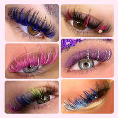 Lashprofessor Mix Colored Glitter Eyelashes False Shiny Colorful Individual Lashes Extensions Mink Russian Volume for Make Up