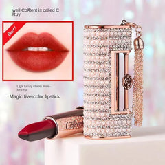 5 in 1 Oriental Classical Beauty Concentric Lock Lipstick Matte Pigmented Waterproof Makeup Silky Touch Charming Cosmetic