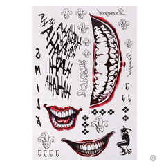 4 Styles Temporary Tatoo Waterproof Fake Tattoo Sticker The Joker Halloween Tattoos Tatouage Tatto For Men Women