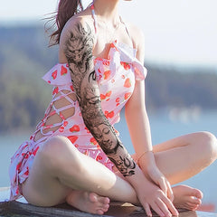 Large Arm Sleeve Colorful Tattoo Stickers Dragon Flower Waterproof Temporary Tatoo Sticker Men Fake Tatto Body Art Festival 2023