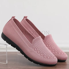 Women Vulcanized Shoes 2024 New Comfortable and Breathable Casual Mesh Soft Sole Knitted Solid Color Women Shoes Size 35-41