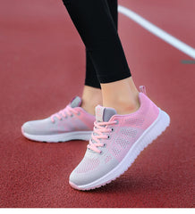 Women Casual Shoes Breathable Walking Mesh Lace Up Flat Shoes Sneakers Women Tenis Feminino Pink Black White