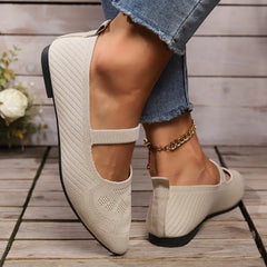 Women Pointed Toe Flat Shoes Solid Color Knitted Slip on Shoes Casual Breathable Ballet Flats Women Flat Shoes Loafers Women