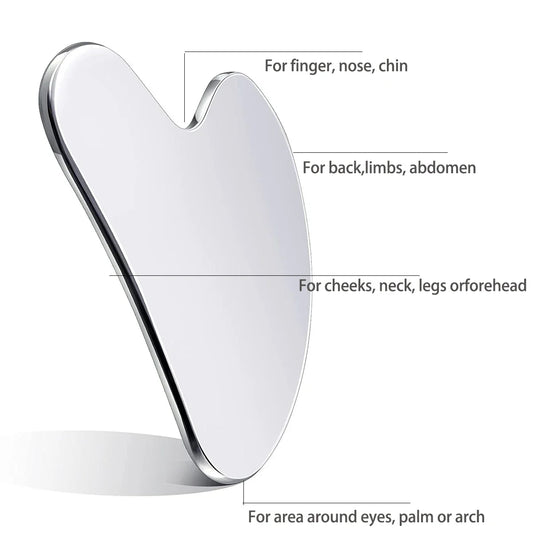 Gua Sha Board Heart Shape Stainless Steel Muscle Massage Tissue Therapy Scraping Plate Promote Blood Circulation Body Relaxation