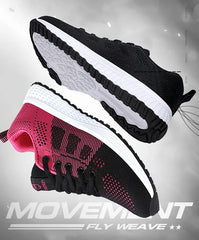 Women Casual Shoes Breathable Walking Mesh Lace Up Flat Shoes Sneakers Women Tenis Feminino Pink Black White