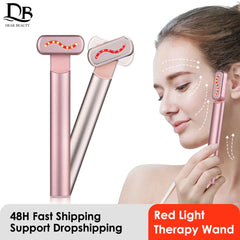 EMS Eye Massager Facial Wand 4 in 1 LED Red Light Therapy Wand Anti Aging Skincare Wand Dark Circles Remover Eye Beauty Device