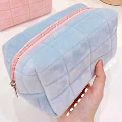 Solid Fur Cosmetic Storage Bag Large Women Zipper Makeup Organizer Handbag Stationery Pencil Case Travel Make Up Toiletry Punch