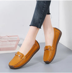 2024 New Spring /autumn Women Flats Genuine Leather Moccasins Woman Casual Shoes Slip-on Loafers Female Boat Shoes Big Size 44