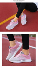 Women Casual Shoes Breathable Walking Mesh Lace Up Flat Shoes Sneakers Women Tenis Feminino Pink Black White