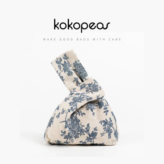 KOKOPEA Japanese Mini Portable Knot Wrist Bag Women Top Handle Bag Simple Purse Handbags Waterproof Shopping Bag Phone Key Pouch