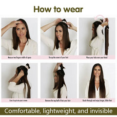 MERISIHAIR Synthetic No Clips Invisible Wire Hair Extension Artificial Fake False Long Short Straight Hairpiece Blonde For Women