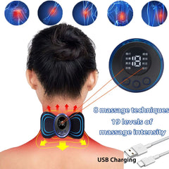 8 Modes 19 Gears Electric Pulse Neck Massager Cervical Back Muscle Pain Relief Tool Shoulder Leg Body Mini Massage Relax Cushion