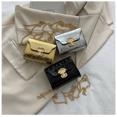 Fashion Travel Purse Mini Wallet Small Square Bag Girls' Wallet Crossbody Bag Shoulder Bag For Women Black Gold Silver