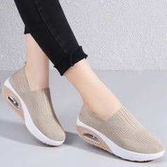 Summer Women Fashion Vulcanized Sneakers Platform Solid Color Flat Ladies Shoes Casual Breathable Wedges Ladies Walking Sneakers