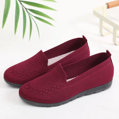 Women Vulcanized Shoes 2024 New Comfortable and Breathable Casual Mesh Soft Sole Knitted Solid Color Women Shoes Size 35-41