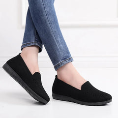 Women Vulcanized Shoes 2024 New Comfortable and Breathable Casual Mesh Soft Sole Knitted Solid Color Women Shoes Size 35-41