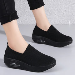 Summer Women Fashion Vulcanized Sneakers Platform Solid Color Flat Ladies Shoes Casual Breathable Wedges Ladies Walking Sneakers