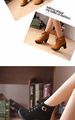 2023 New Spring Winter Women Pumps Boots High Quality Lace-up European Ladies Shoes PU High Heels Boots Fast Delivery