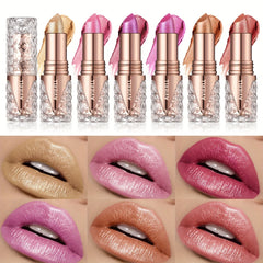 6 Color Pearlescent Sparkling Lipstick Matte Glitter Waterproof Long Lasting Pearl Shine Lip Gloss White Shimmer Sexy Lip Makeup