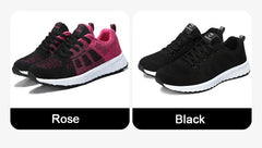 Women Casual Shoes Breathable Walking Mesh Lace Up Flat Shoes Sneakers Women Tenis Feminino Pink Black White