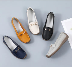 2024 New Spring /autumn Women Flats Genuine Leather Moccasins Woman Casual Shoes Slip-on Loafers Female Boat Shoes Big Size 44