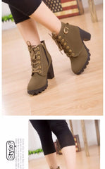 2023 New Spring Winter Women Pumps Boots High Quality Lace-up European Ladies Shoes PU High Heels Boots Fast Delivery