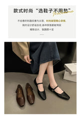 Mary Jane Single shoes Thick Heel Shoes Elegant Classic Retro Square Toe Comfortable Soft Shallow Cut Low Heel Women's Shoes