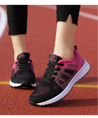 Women Casual Shoes Breathable Walking Mesh Lace Up Flat Shoes Sneakers Women Tenis Feminino Pink Black White