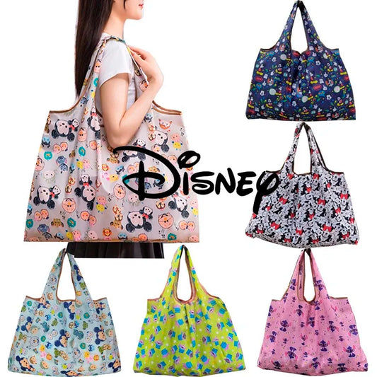 Disney Women's Tote Bags Mickey Mouse Donald Duck Cartoon Waterproof Shopping Bag Foldable Portable Storage Bags Girls Handbags