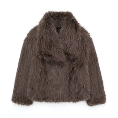 ZADATA Women's 2023 Winter New European and American Style Artificial Fur Effect Short Jacket 4360240 712