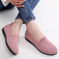 Women Vulcanized Shoes 2024 New Comfortable and Breathable Casual Mesh Soft Sole Knitted Solid Color Women Shoes Size 35-41