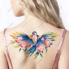 Waterproof Temporary Tattoo Sticker Bird Flower Sexy Fake Tatto Flash Tatoo Chest waist and back Tato for Girl Women