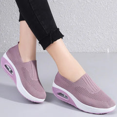 Summer Women Fashion Vulcanized Sneakers Platform Solid Color Flat Ladies Shoes Casual Breathable Wedges Ladies Walking Sneakers