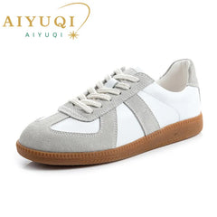 AIYUQI Women's Sneakers 2024 New Genuine Leather Ladies Moral Training Shoes Casual Spring Flat Shoes Women