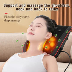 Cushion Lumbar Massage Pillow Cervical Spine Back Massager Vibration Massage Pillow Household Car Mounted For Relieve Fatigue