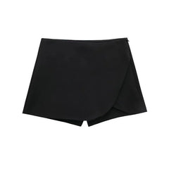 TRAF 2024 Asymmetric Skort For Women Pink Black Mini Skirt Shorts Woman Fashion High Waist Short Skirts Summer Casual Shorts