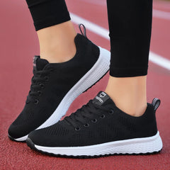 Women Casual Shoes Breathable Walking Mesh Lace Up Flat Shoes Sneakers Women Tenis Feminino Pink Black White