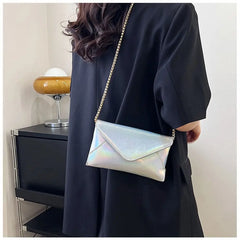 Fashion Women's Evening Shoulder Bag PU Leather Clutch Purse Wedding Party Prom Wedding Envelope Handbag Silver Crossbody Bag