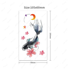 Tattoo Stickers Luckly Fish Whale Tail Moon Flower Fake Tatto Waterproof Temporary Hand Tatoo for Women Men Makeup Art