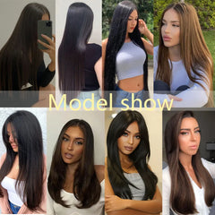 MERISIHAIR Synthetic No Clips Invisible Wire Hair Extension Artificial Fake False Long Short Straight Hairpiece Blonde For Women