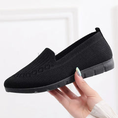 Women Vulcanized Shoes 2024 New Comfortable and Breathable Casual Mesh Soft Sole Knitted Solid Color Women Shoes Size 35-41