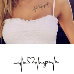 TATTOO 1pc Waterproof Temporary Tattoo Sticker Heart Beat Line Fake Tatto Flash Tatoo Wrist Tato for Girl Women Men