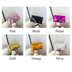 Fashion Women's Evening Shoulder Bag PU Leather Clutch Purse Wedding Party Prom Wedding Envelope Handbag Silver Crossbody Bag