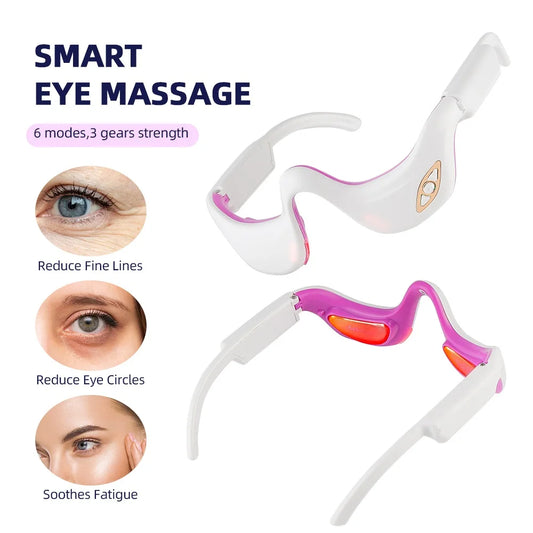 EMS Pulse Vibration Under-Eye Massager Heated Relieves Eye Fatigue Eyes Massage Glasses Dark Circle Eye Bags Eye Fat Remover