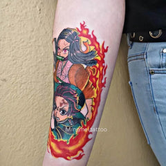 Anime Temporary Tattoos Cartoon Nezuko Tanjirou Tatto Arm Body Art Tatoo Waterproof Fake Tattoo Sticker for Adult Women Men Kid