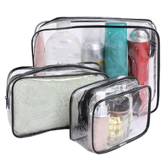 Transparent Black Zipper Makeup Bag Organizer Box Women Men Travel Clear Cosmetic Bag Case Waterproof Toiletry Wash Make Up Bags