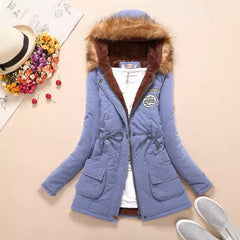 2023 New Autumn Winter Women Cotton Jacket Padded Casual Slim Coat Emboridery Hooded Parkas Wadded Warm Overcoat